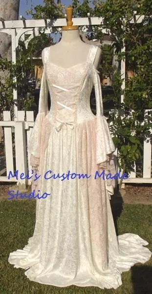 Custom Made Gwendolyn Medieval Velvet And Lace Cream Pink Velvet