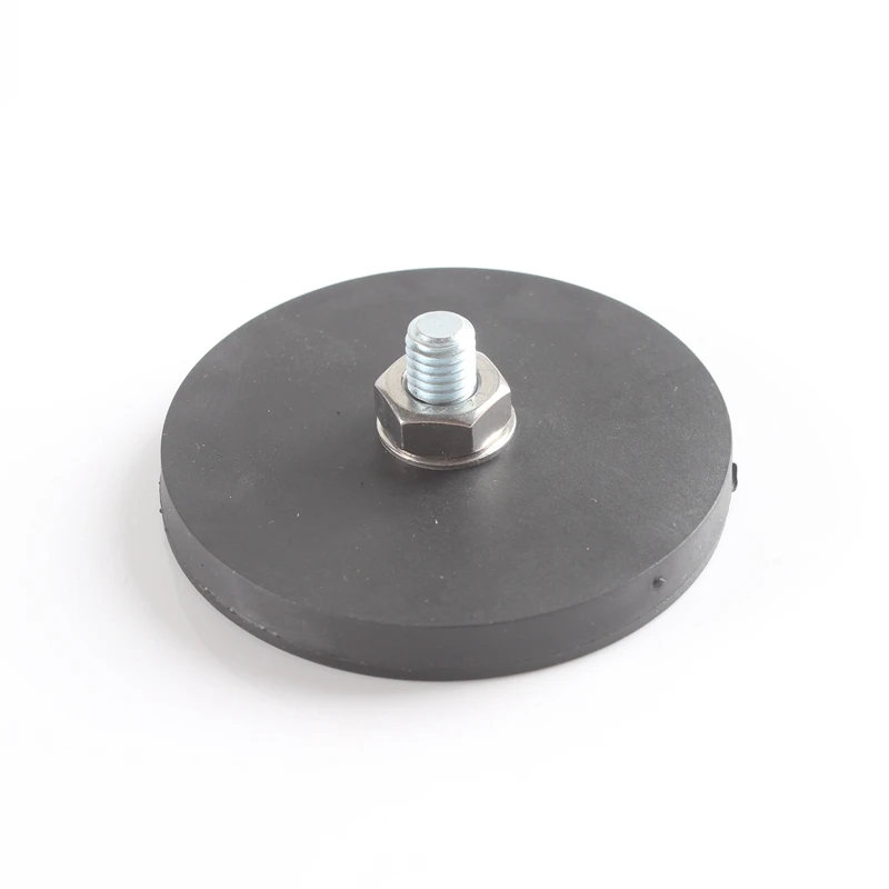 

Rubber mounting magnet,Permanent NdFeB strong neodymium magnets,waterproof and shatter-proof,Pot dia 66mm with the screw thread