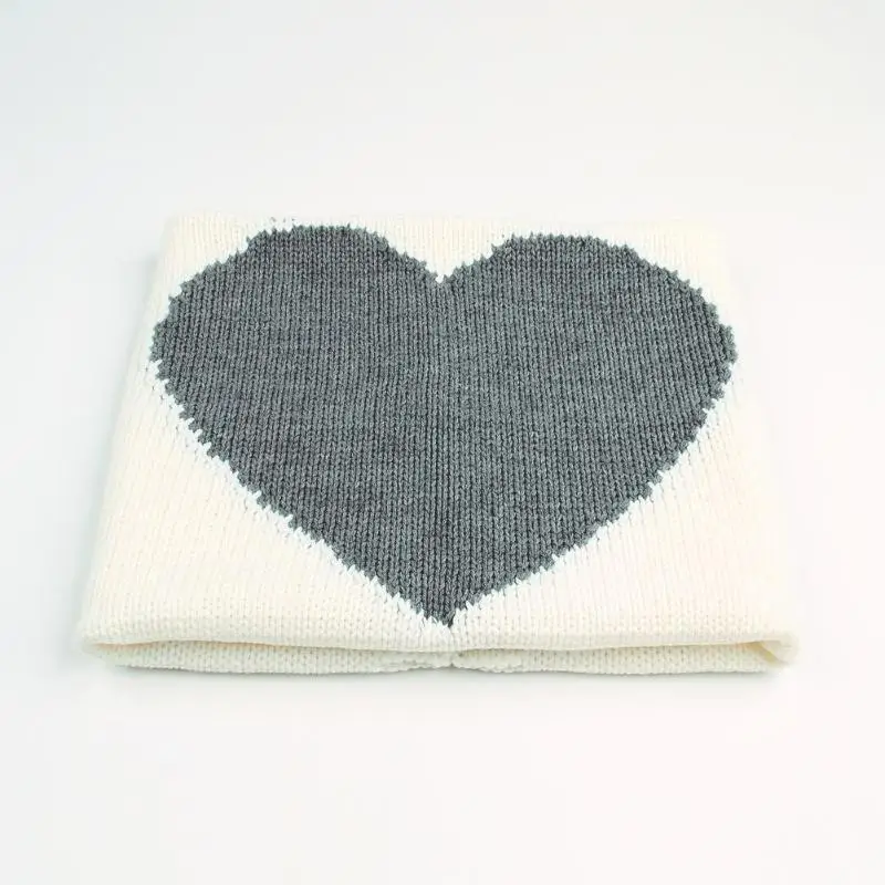 Сердце печати младенческой Одеяло новорожденных трикотажные постельные принадлежности Стёганое одеяло мягкие детские пеленать