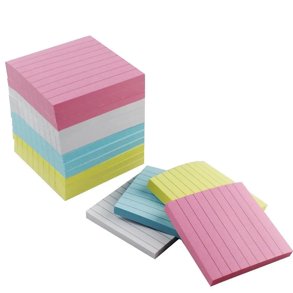 

4Pcs Colorful Sticky Notes, Memo Notes, Self-stick Notes, Lined,76mmx76mm (3x3inch), 80 Sheets/Piece