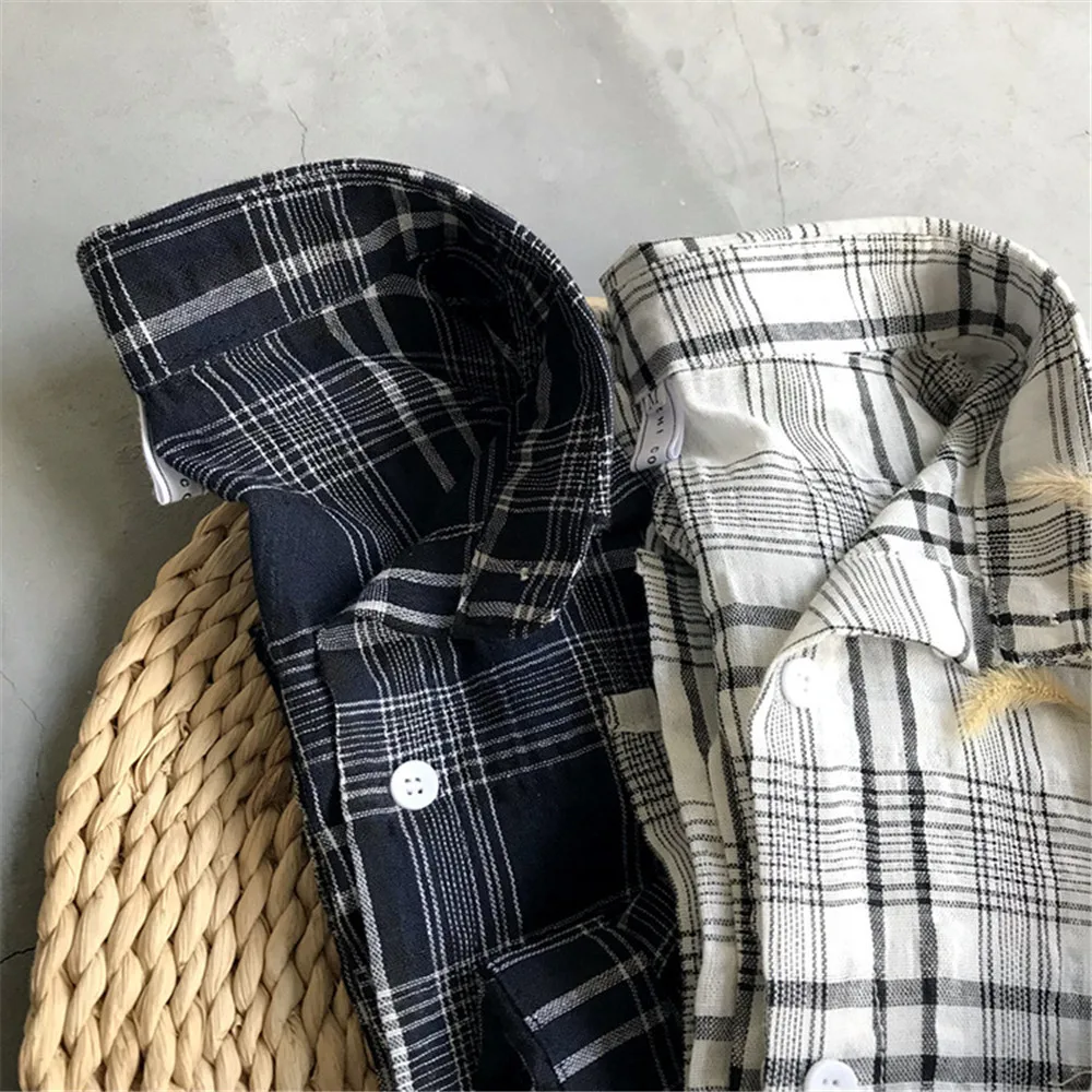  Wide Shoulder Plaid Women Blouses 2018 Autumn Linen Big Chest Plaid Shirts Loose Women Top Blusas Lantern Sleeve Clothing (12)