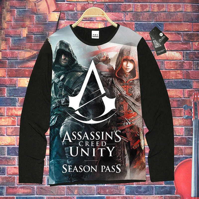 Assassins creed мужская футболки аниме комический персонаж смешные хип-хоп уличной