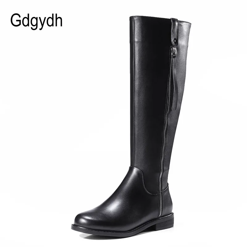 Женские сапоги Gdgydh зимние из натуральной кожи до колена на резиновой подошве