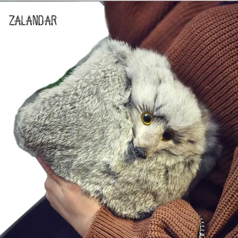 15cm Genuine Silver Fox Fur Pompons Natural Pom Poms Real Rabbit Fur Women Handbags Winter Shoulder Bag Real Handbag Lady Messenger Fox Head