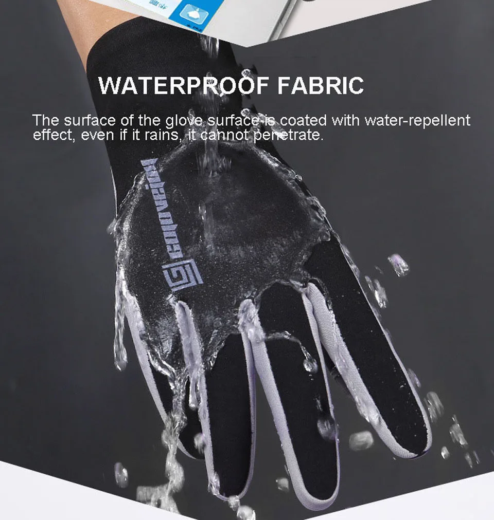 Черные Зимние теплые перчатки ветрозащитные перчатки для холодной погоды толстые теплые варежки перчатки с сенсорным экраном с противоскользящим дизайном