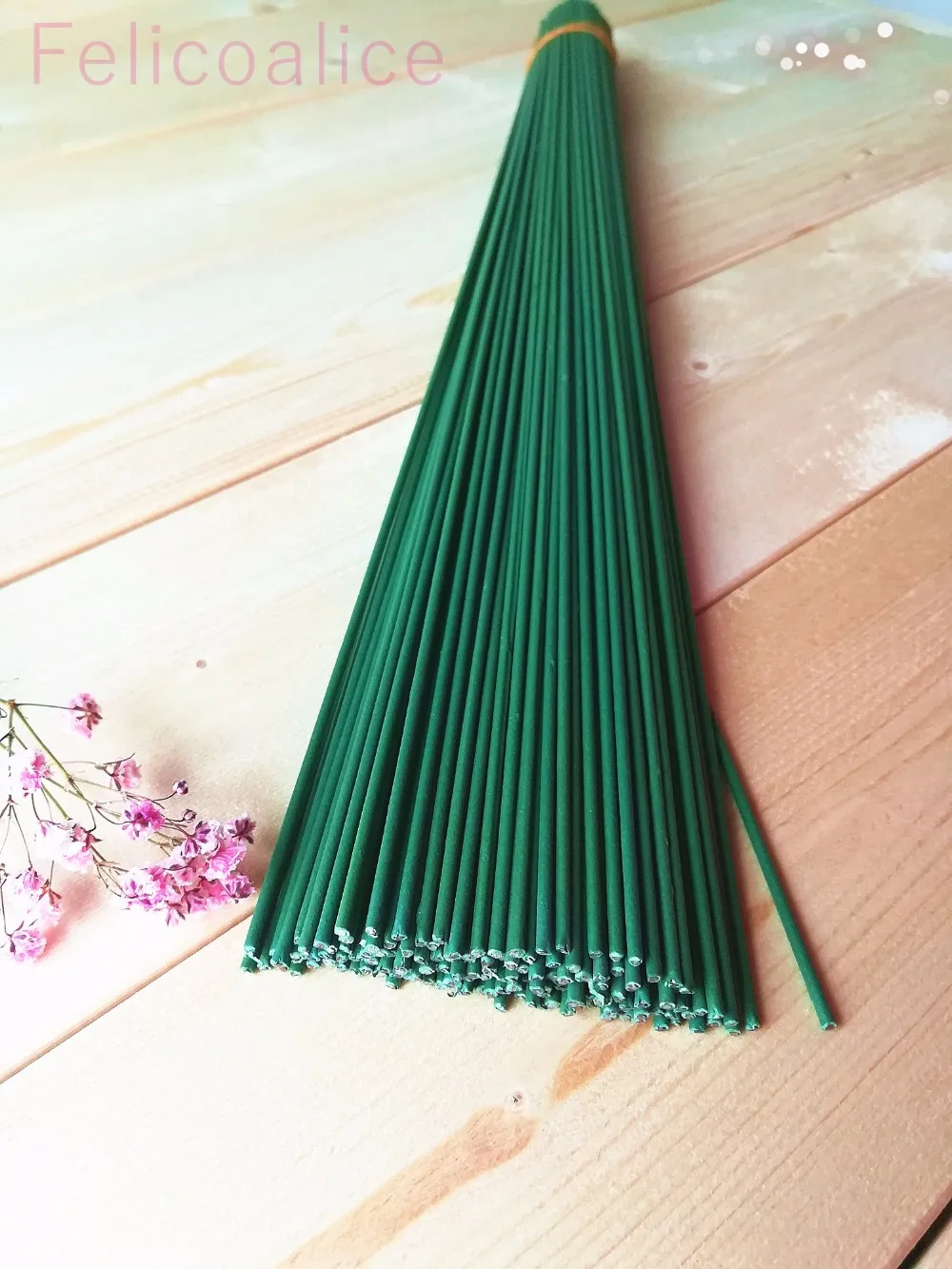 50pcs 40cm Long Artificial Flower Wire Paper Covered Craft Stocking Stem Floral 