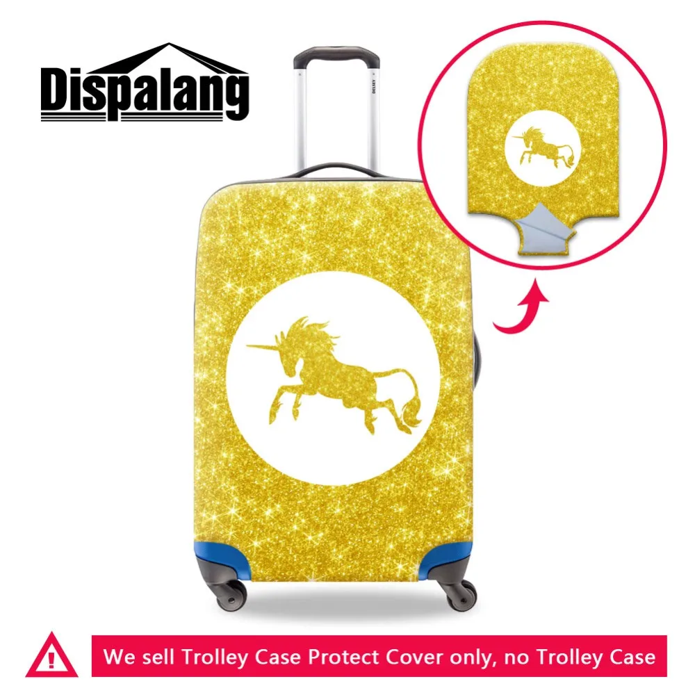 Dispalang хорошее качество полиэстер 3D принты золотой единорог изображение на чемодан чехол для Леди Женский Путешествия Необходимые