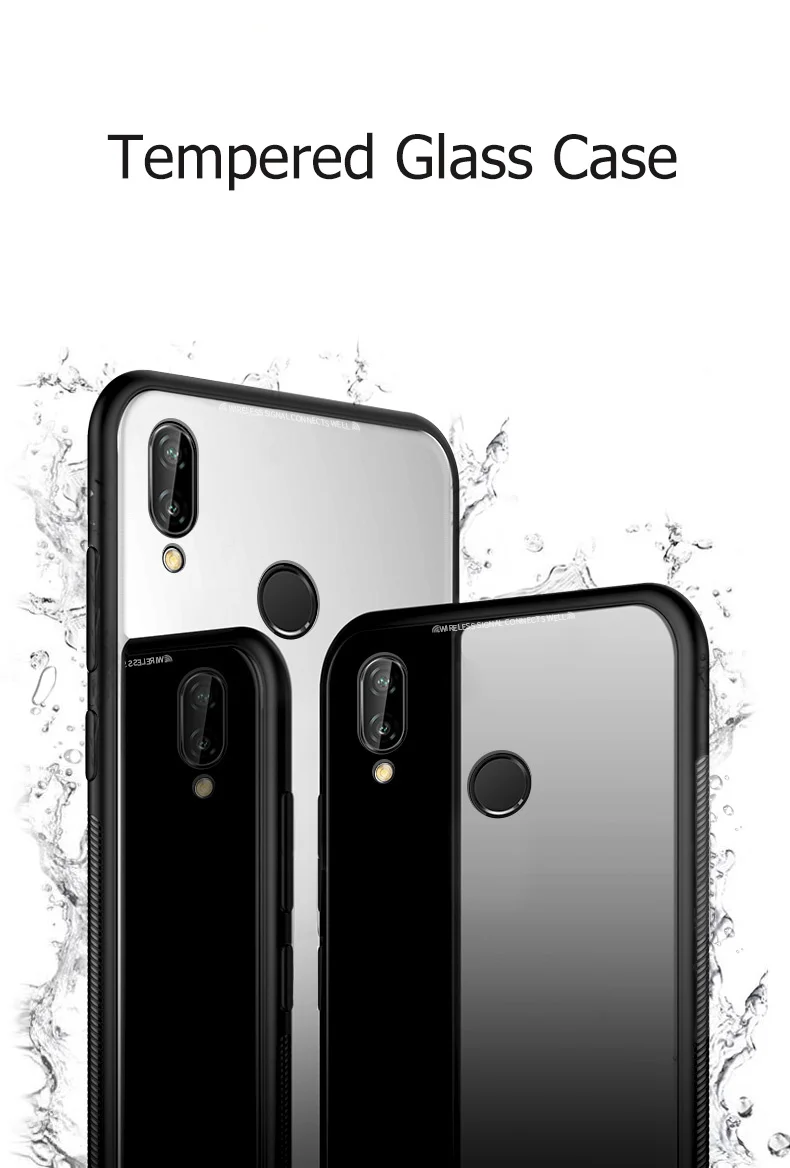 

10pcs/lot Tempered Glass Case For Xiaomi Redmi Note 7 Case Soft Frame Hard Glass Back Phone Cover For Xiaomi Note 7 Shockproof