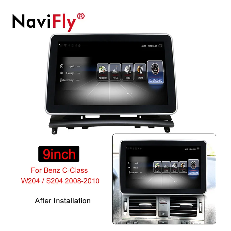 Top NaviFly 9 inch 3GB+32GB 4G LTE Android 7.1 car gps multimedia player for Mercedes Benz C Class W204 2008-2010 WIFI Bluetooth 0