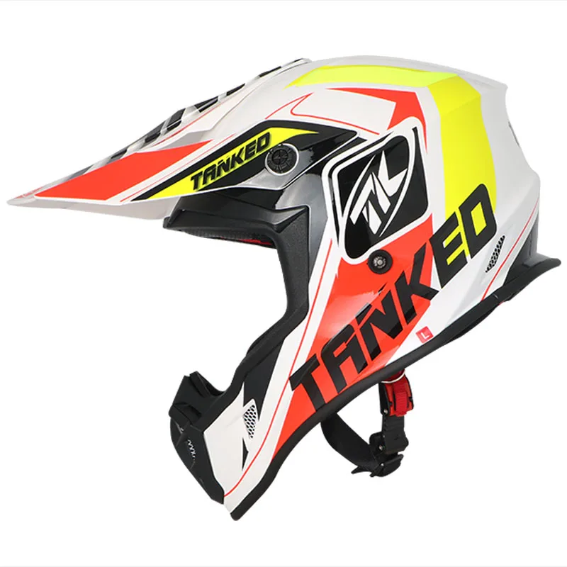 TANKED racing off road moto rcycle шлем moto cross шлем casco, dirt biker горные дороги, защитное снаряжение ECE moto cask T332 - Цвет: Black orange Journey