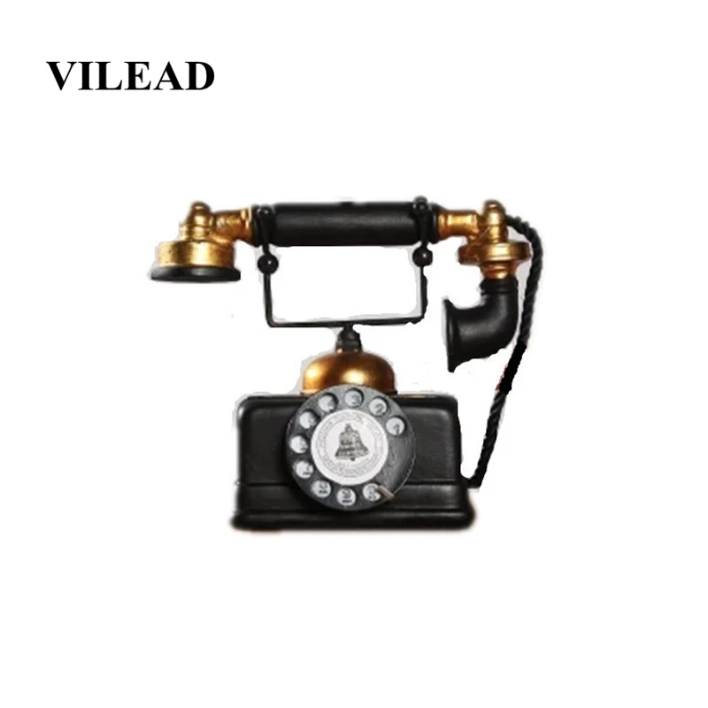

VILEAD 6.8" Resin American Industrial Style Telephone Figurine Retro Model Living Room Study Simulation Crafts Decoracion Hogar