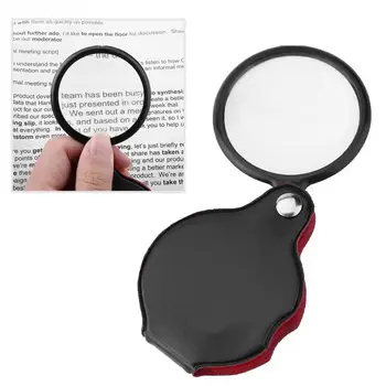 

8X Mini Foldable Pocket Jewelry Magnifier Magnifying Glass Loupe with Pouch Black Corlor Makeup Kits Tools