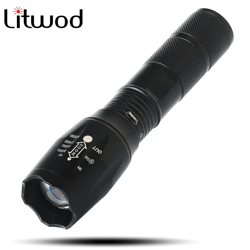 

Litwod Z20A100 Micro USB Rechargeable CREE LED Flashlight Torch waterproof lantern 5 Modes Zoomable XML-T6 / L2 for Camping