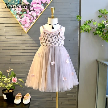 

Xmas baby girls party lace tulle flower dress Gown Fancy Bridesmaid party bebe vestidos elegant toddler girls clothing