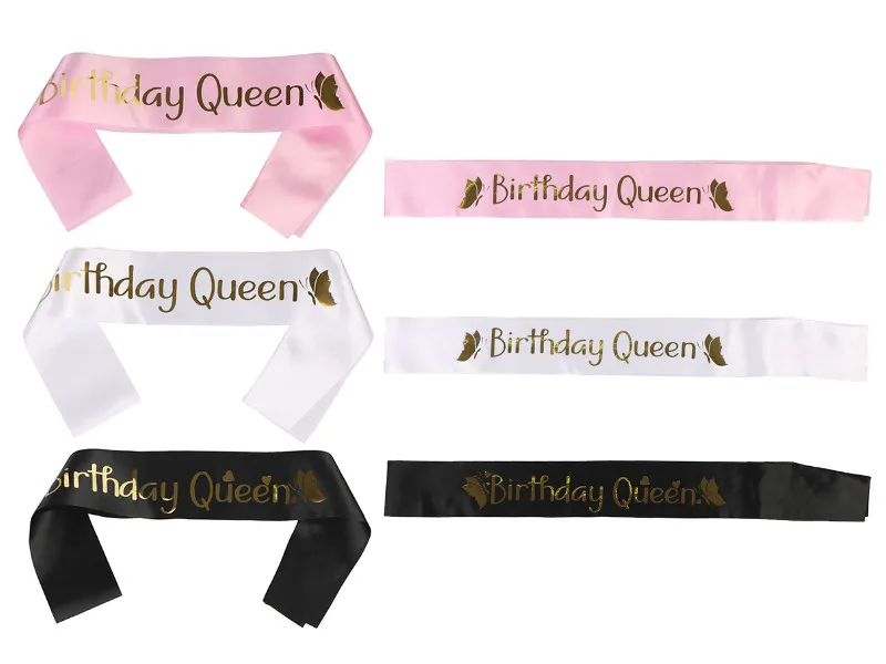 Elegant Birthday Queen Satin Sash Women Girls Queen Birthday Sash Birthday Party Decorations Ideas Supplies