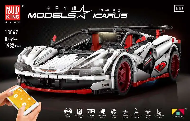 

MOULD KING 13067 High Speed Four-wheel Drive Car Building Blocks APP Control Technic Best Gift for Kid Toy Brick