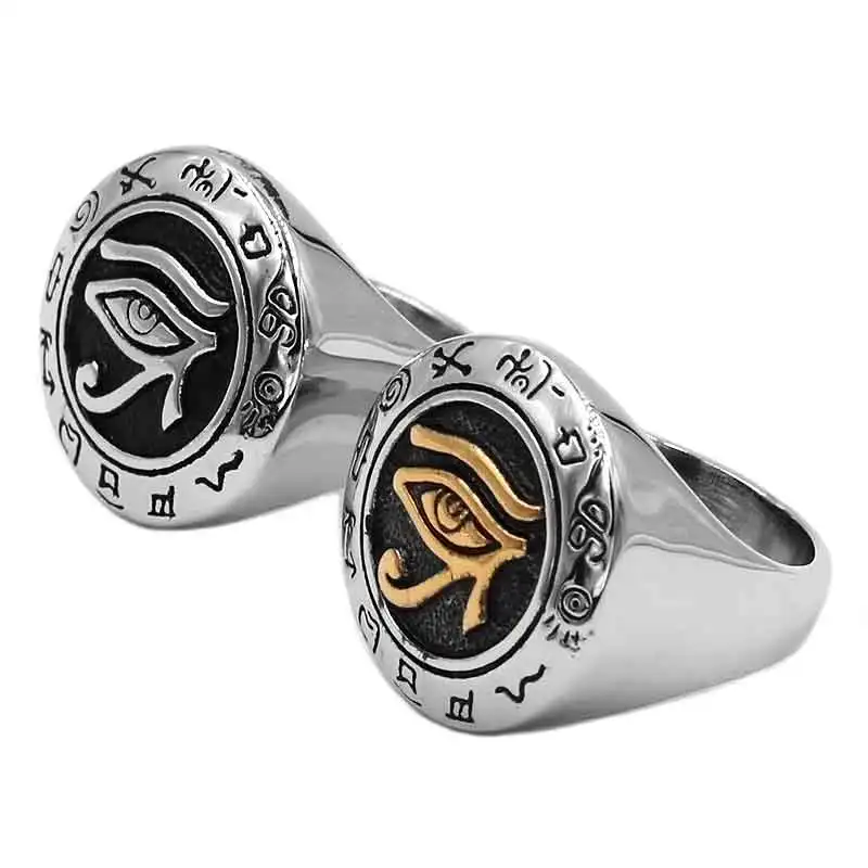 Египетский Глаз Horus Ra Udjat кольцо-талисман из нержавеющей стали ювелирные изделия серебро золото все глаза Оловянное кольцо байкеров SWR0703A