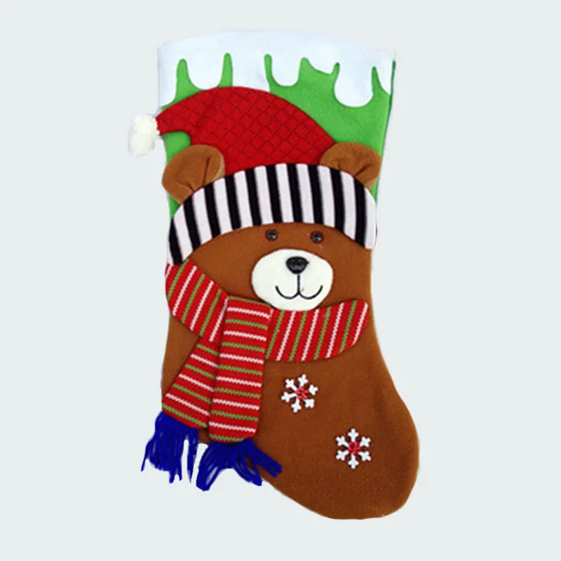 

44cm/17.3'" Plush large christmas stocking snowman Santa Claus reindeer kid xmas stocking children gift bag