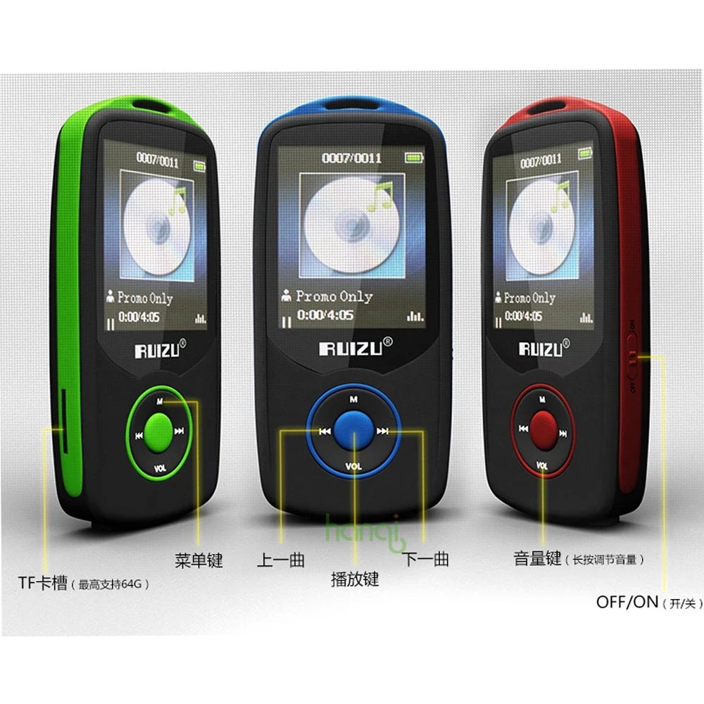 New Original RUIZU X06 4GB Bluetooth Sport MP3 Player with 1.8Inch Screen high quality lossless Rec