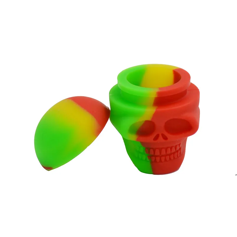 

20pcs 3ml Bho Skull Silicone Wax concentrate oil container jar for Bho Slick butane oil Dab wax jar recipiente de silicona