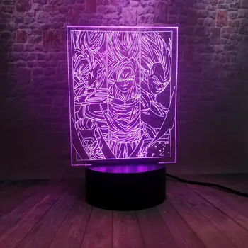 

3D Illusion LED NightLight 7 Colorful Changing Flash Desk Light Fighting Figma Dragon Ball Z Goku Super Saiyan Anime Figure Toys