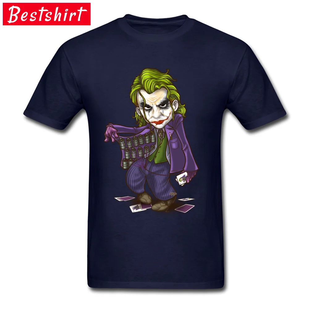 Birthday Short Sleeve T Shirt Father Day Crew Neck All Cotton Men T Shirts Heath Ledger Joker Birthday Tops Shirts Oversized Heath Ledger Joker navy