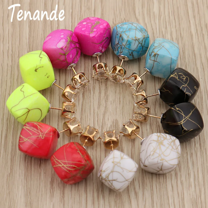 

Tenande Bohemia Maxi Crown Head Printing Geometric Earrings Double Sides Pearl Stud Earrings for Women Party Jewelry Brincos