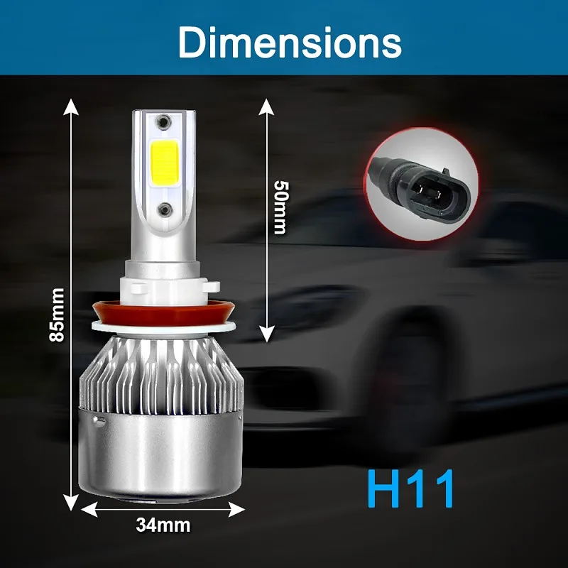 Dropship 6500K 72W фары для H4 светодиодный H7 9003 HB2 9005 9006 H11 светодиодный H1 H3 H8 H9 880 H13 9004 9007 Автомобильные фары 12V автомобильный Стайлинг