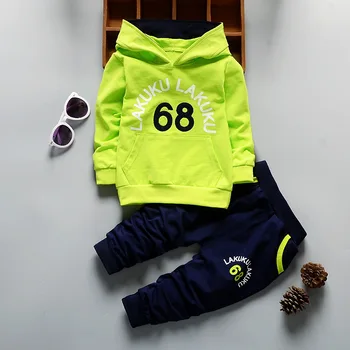 

Baby boy baby hoodie cartoon letter printing casual children's sports cotton warm sweater two-piece