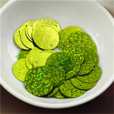 laser light green Большой круглый 40 мм 50 мм блестки ПВХ плоские блестки Швейные голографические Блестки Свадебное Ремесло с 1 боковым отверстием Лазерные цвета 30 г - Цвет: laser light green