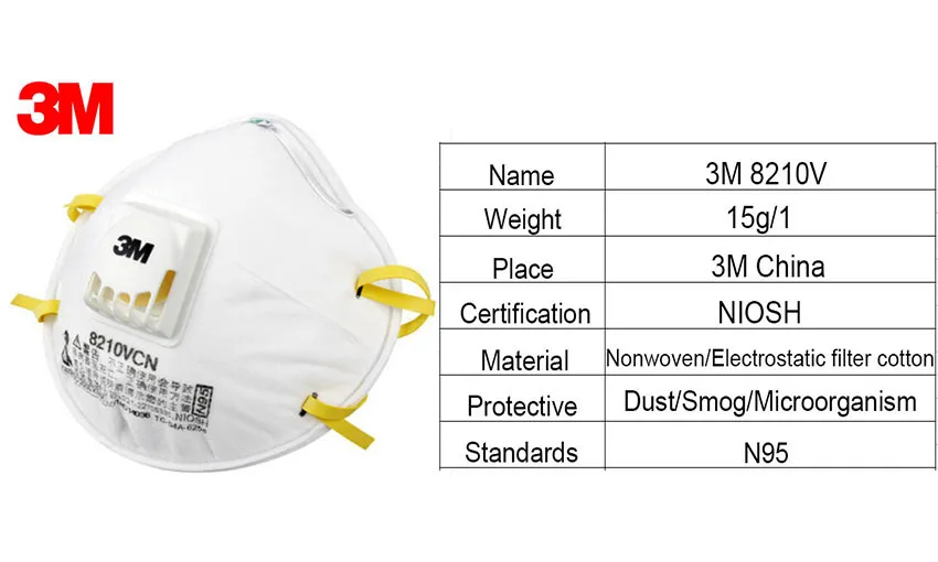 3 м 8210 в Респиратор маска Coolflow клапан частицы Респиратор маска PM2.5 респиратор N95 респираторная защита LT049