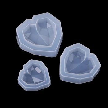 

Handmade Cake Fondant Epoxy Resin Molds Decoration Silicone Mold Mirror Heart Shape 3D Smooth Crafts DIY Jewelry Making