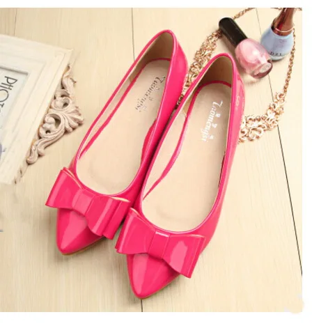2016 new Fashion bow pointed toe ballet flat shoes font b women b font flats shoes