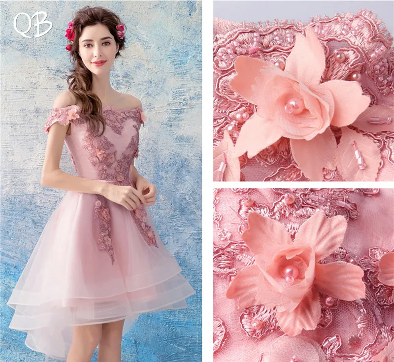Розовые сексуальные короткие вечерние платья из тюля с кружевами и бисером новые модные вечерние платья для невесты XH122