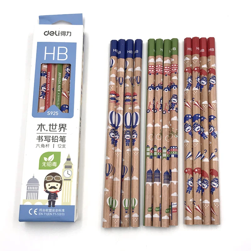 

Deli 12 Pieces/Box Hexagonal HB Standard Pencils Soldier Sketch Drawing Pencils Set HB Non-toxic Pencils For School Students