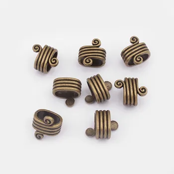 

20pcs Tibetan Silver/Brown/Copper Double Sprial Striped Slider Spacers Beads For 10x6mm Licorice Leather Cord Bracelet Jewelery