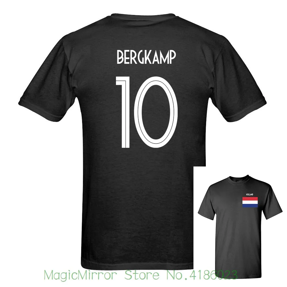 

2018 Holland Bergkamp Number 10 Mens fans footballer goal Tee Light Russia World Match Cup sporty jersey Newest summer T shirt
