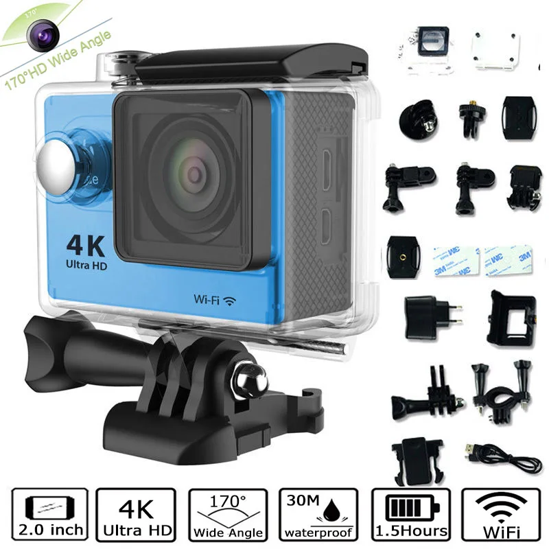 CELTER Ultra HD 4K 170 Degrees Action Camera Wide Angle Waterproof Video Cam Sports 2Inch Screen1080p Outdoor Camera