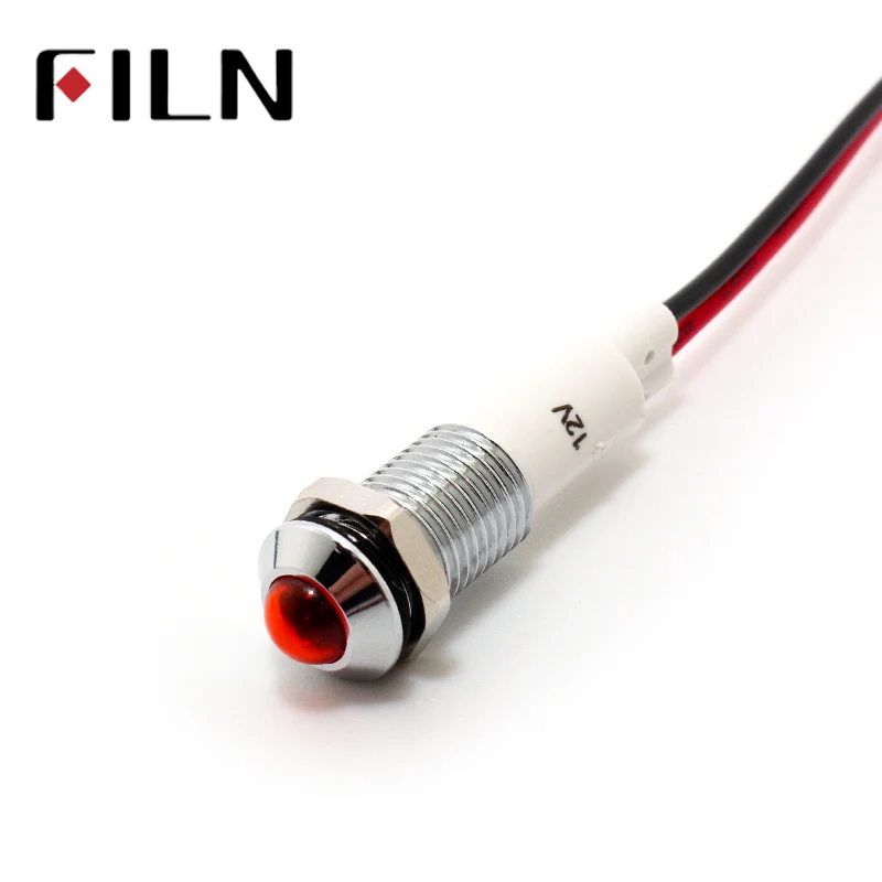 Светодиодный металлический индикатор 10 мм водонепроницаемый сигнальная лампа с проводом 20 мм кабель
