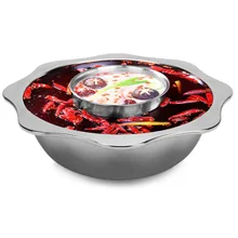 Круглый глубокий Twin разделить Нержавеющая сталь посуда Hot Pot суп Pots Кухня бассейна жаровне коммерческих индукционная кухонная плита