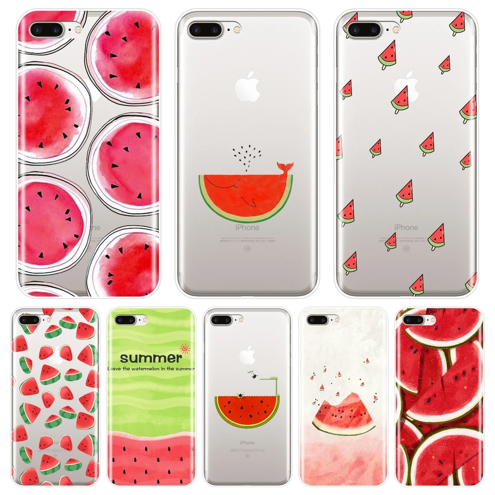 Задняя крышка для Apple iPhone 6 S 7 8 X XR XS Max силиконовый мягкий чехол с принтом арбуза