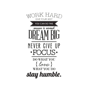 

WORK HARD DREAM BIG Quote Wall Sticker Office Inspirational Decal Removable PVC