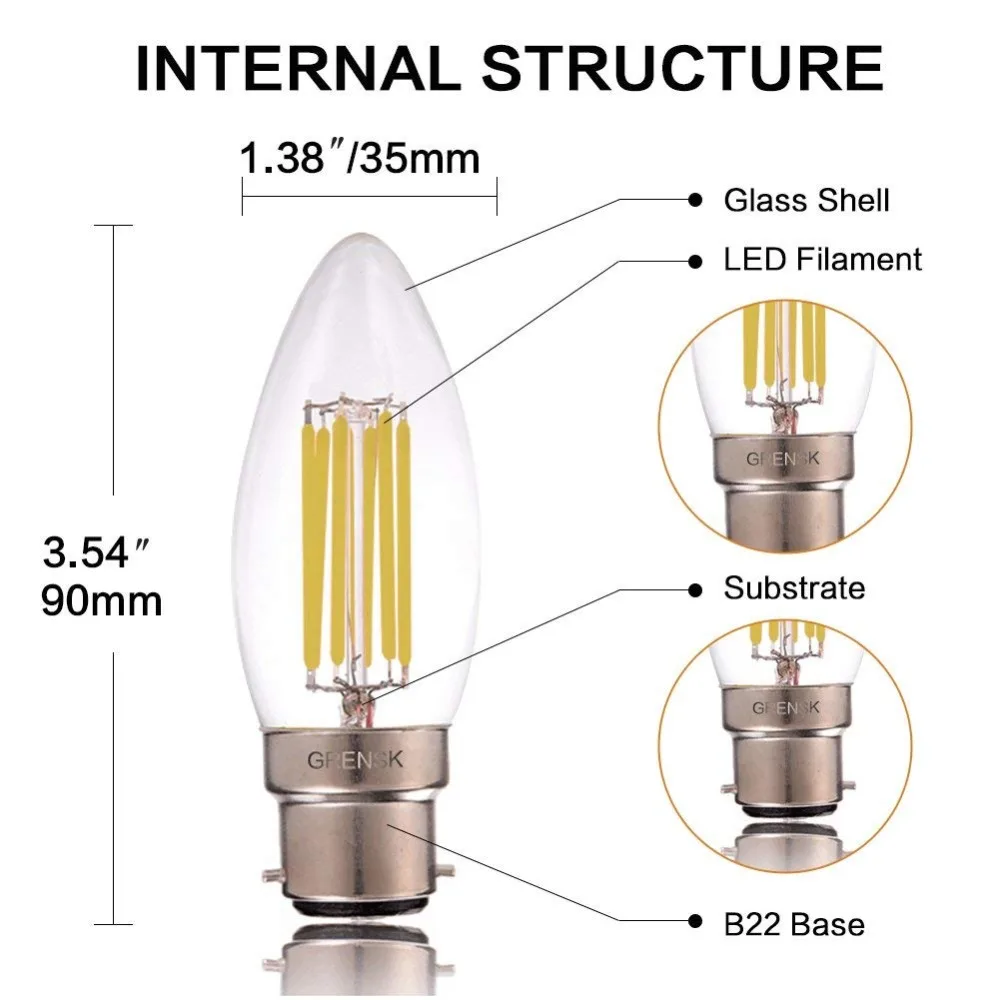 10PCS Led Candle Dimmable Edison Lights Bulb Daylight 6000K HTB1SsTkXZfrK1RkSnb4q6xHRFXaC