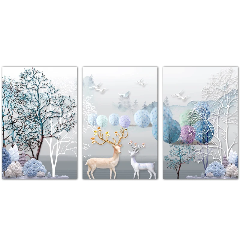 Meian Cross Stitch Embroidery Kits  Animal Snow Cotton Thread Painting DIY Needlework DMC New Year Home Decor