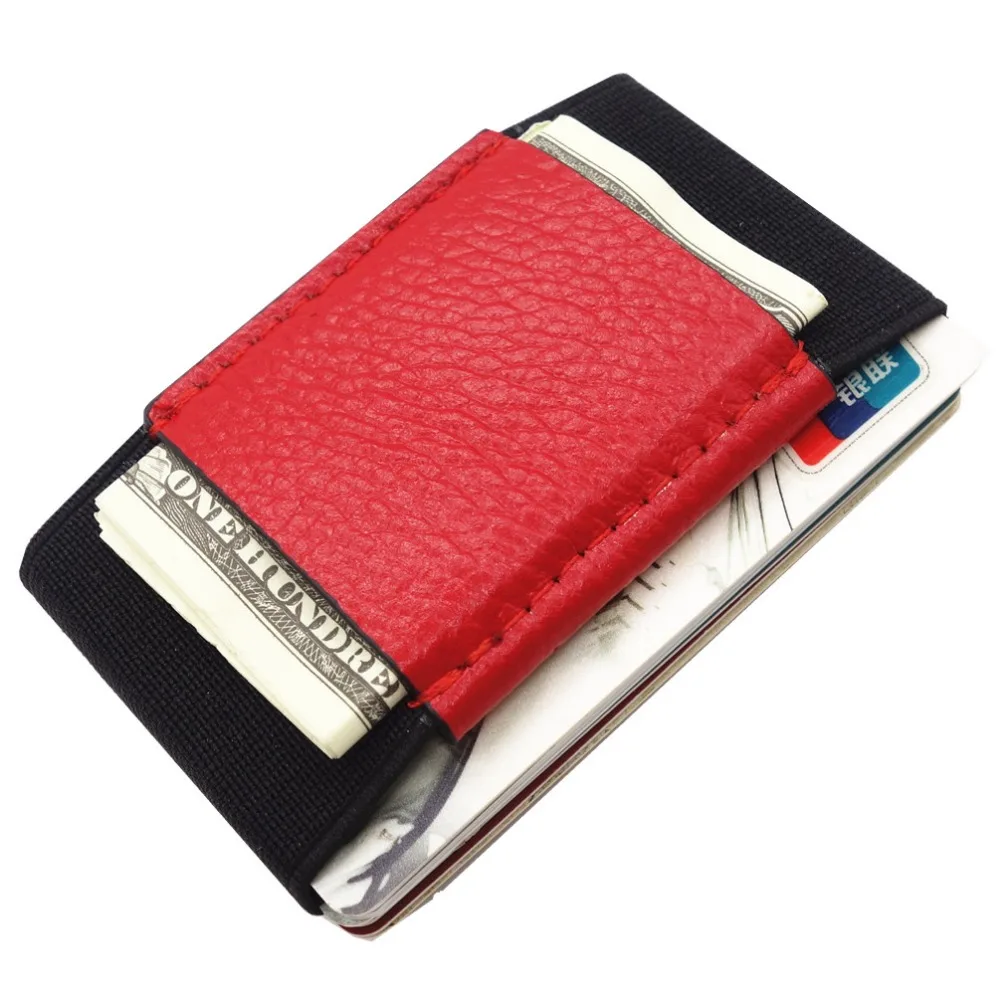 Minimalist Slim Wallet With Elastic Front Pocket Card Holders And Cash