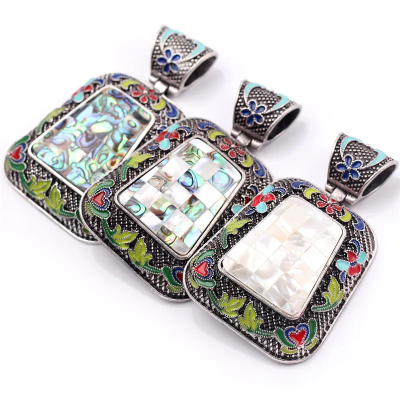 

2018 Plated alloy Natural Stone tiger eyes beads lapis Shell Pendant for Necklace DIY jewelry making Pendant for women