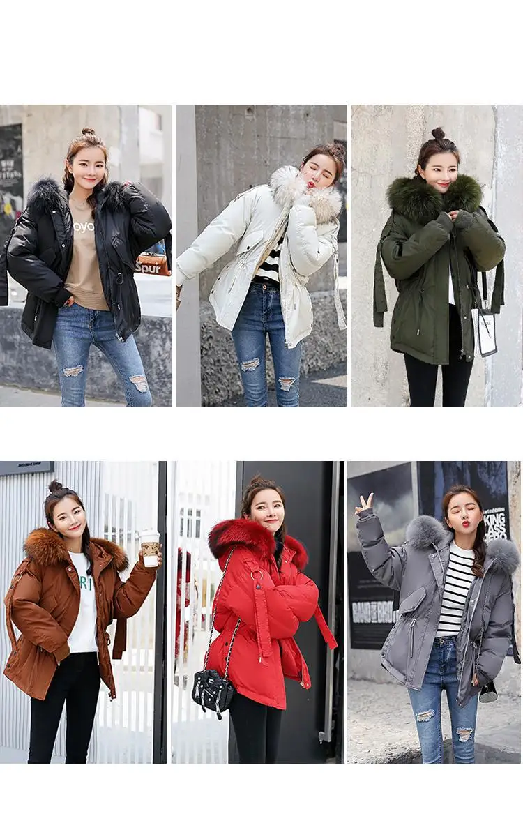 Fitaylor Parkas mujer 2019 Krótka kurtka zimowa kobiety z kapturem zima płaszcz kobiety luźne Parka futro kołnierz bawełna kurtka Watowana -