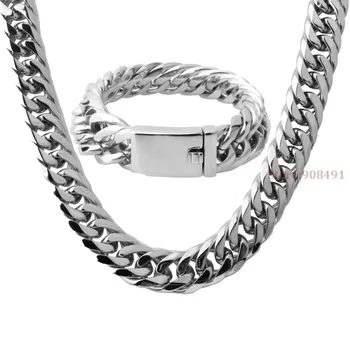 New Arrive Mens Boys Silver Stainless Steel heavy Wide Curb LInk Chain Bracelet Necklace Jewelry Set 16mm24inches+8.66inches New Arrive Mens Boys Silver Stainless Steel heavy Wide Curb LInk Chain Bracelet Necklace Jewelry Set 16mm24inches+8.66inches