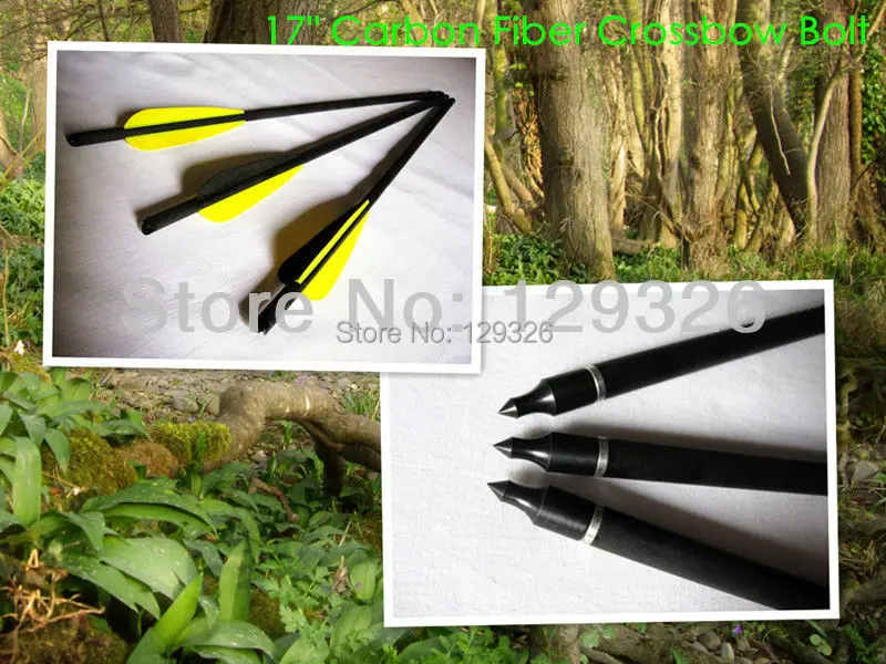 Free shipping Archery hunting Carbon fiber crossbow Bolt 17" completed