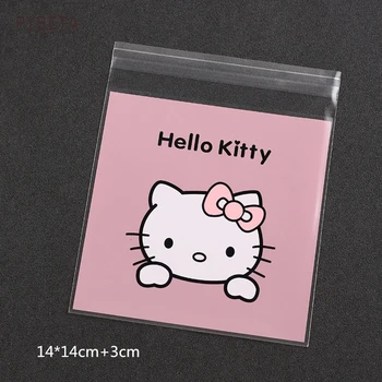 

300pcs- Lovely Hello Kitty Biscuit Bag DIY Baking Plastic Self-adhesive Pocket Candy Sample Gift Packaging Bags